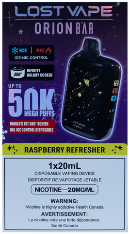 LOST VAPE ORIONBAR 50K RASPBERRY REFRESHER [ONTARIO]