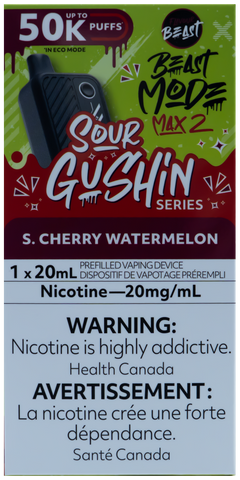 FLAVOUR BEAST BEAST MODE MAX 2 SOUR GUSHIN S. CHERRY WATERMELON [ONTARIO}