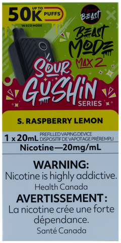 FLAVOUR BEAST BEAST MODE MAX 2 SOUR GUSHIN S. RASPBERRY LEMON [ONTARIO]