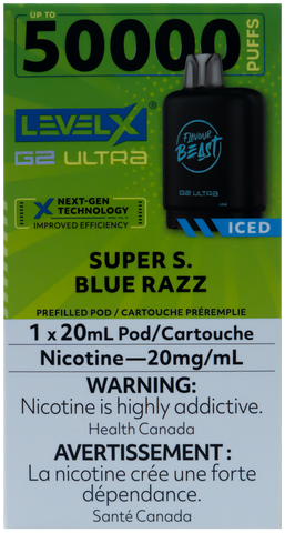 LEVEL X FLAVOUR BEAST G2 ULTRA POD SUPER S. BLUE RAZZ ICE [ONTARIO]