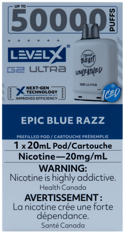 LEVEL X FLAVOUR BEAST UNLEASHED G2 ULTRA POD EPIC BLUE RAZZ ICE [ONTARIO]