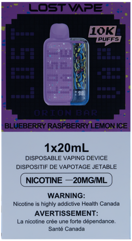 LOST VAPE ORION BAR 10K BLUEBERRY RASPBERRY LEMON ICE [STAMPED]