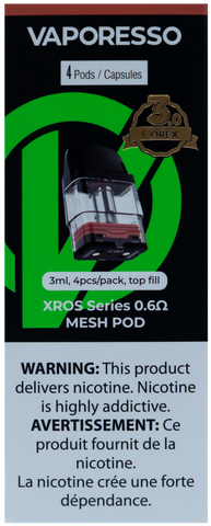 VAPORESSO XROS 0.6OHM 3ML CORTEX 3.0 PODS [CRC] (4 PACK)