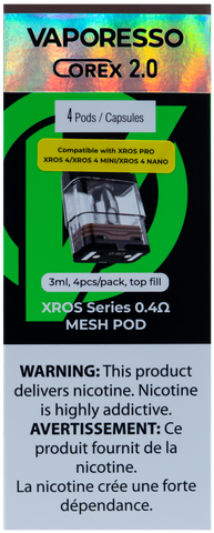 VAPORESSO XROS 0.4OHM 3ML CORTEX 2.0 PODS [CRC]